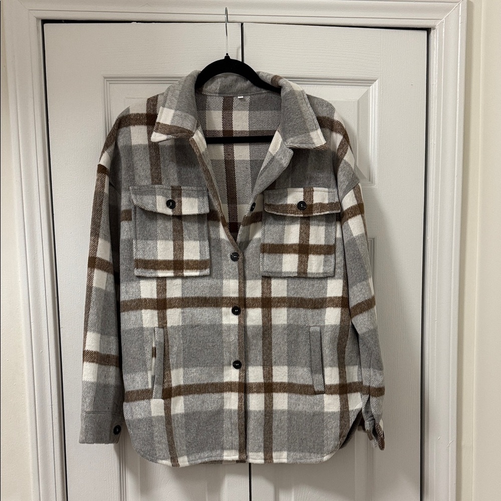 Plaid Gray and Brown Women's Jacket